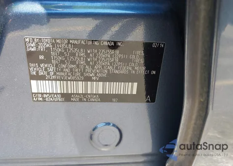 2014 Toyota Rav4 Limited из США, поврежденный, VIN 2T3YFREV3EW085929